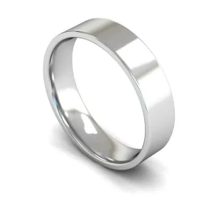 18ct White Gold Lightweight Flat Court/Edge 5mm Wedding Ring