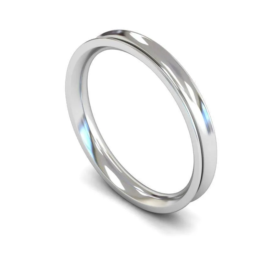 18ct White Gold Medium Weight Concave 2.5mm Wedding Ring