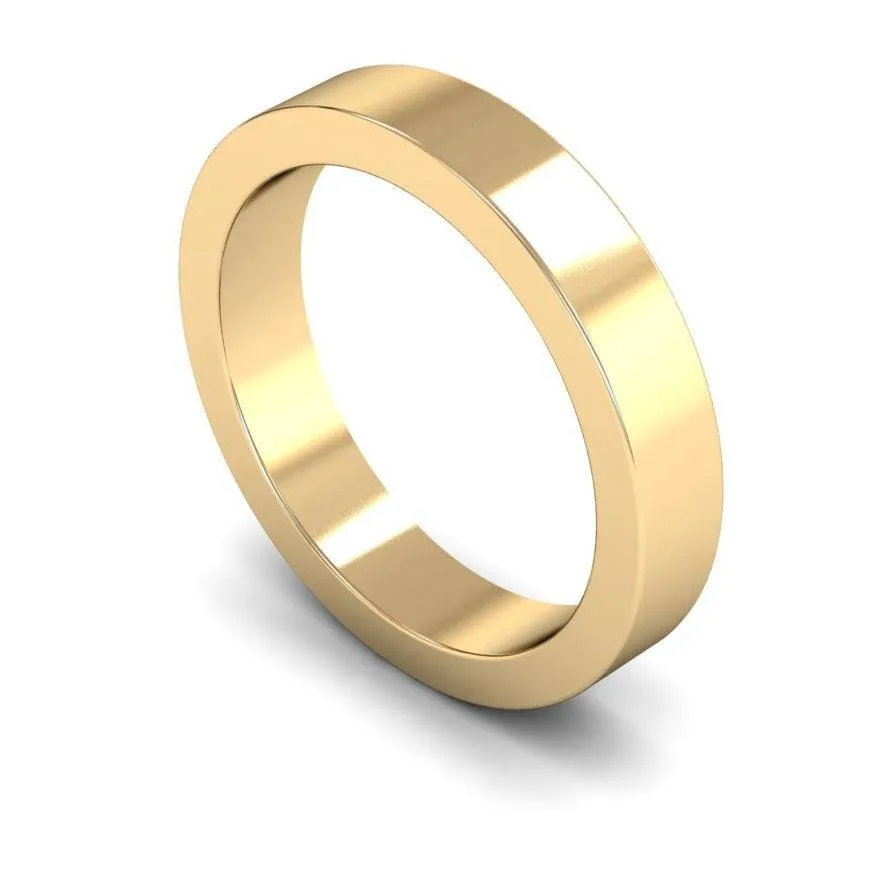 18ct Yellow Gold Heavy Weight Flat 4mm Wedding Ring