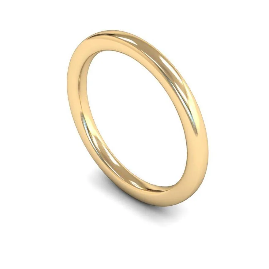 18ct Yellow Gold Heavy Weight Slight Court 2mm Wedding Ring