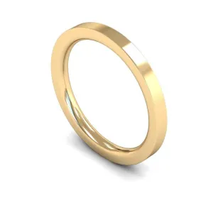 18ct Yellow Gold Heavyweight Flat Court/Edge 2mm Wedding Ring