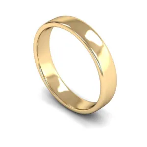 18ct Yellow Gold Light Weight Edged Slight Court 4mm Wedding Ring