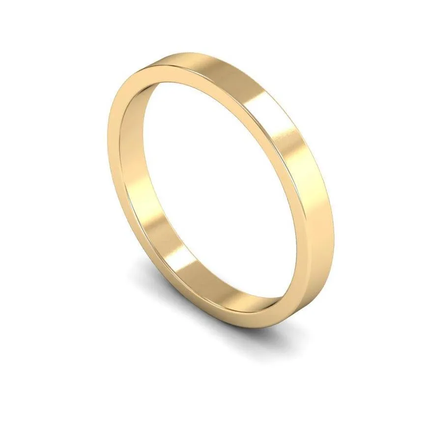 18ct Yellow Gold Light Weight Flat 2.5mm Wedding Ring