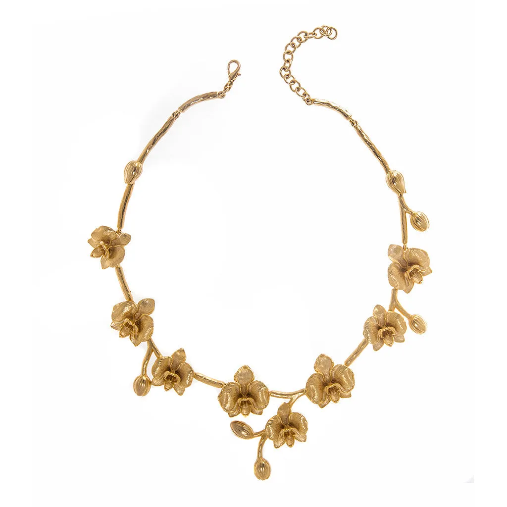 18" Goldtone Orchid Necklace