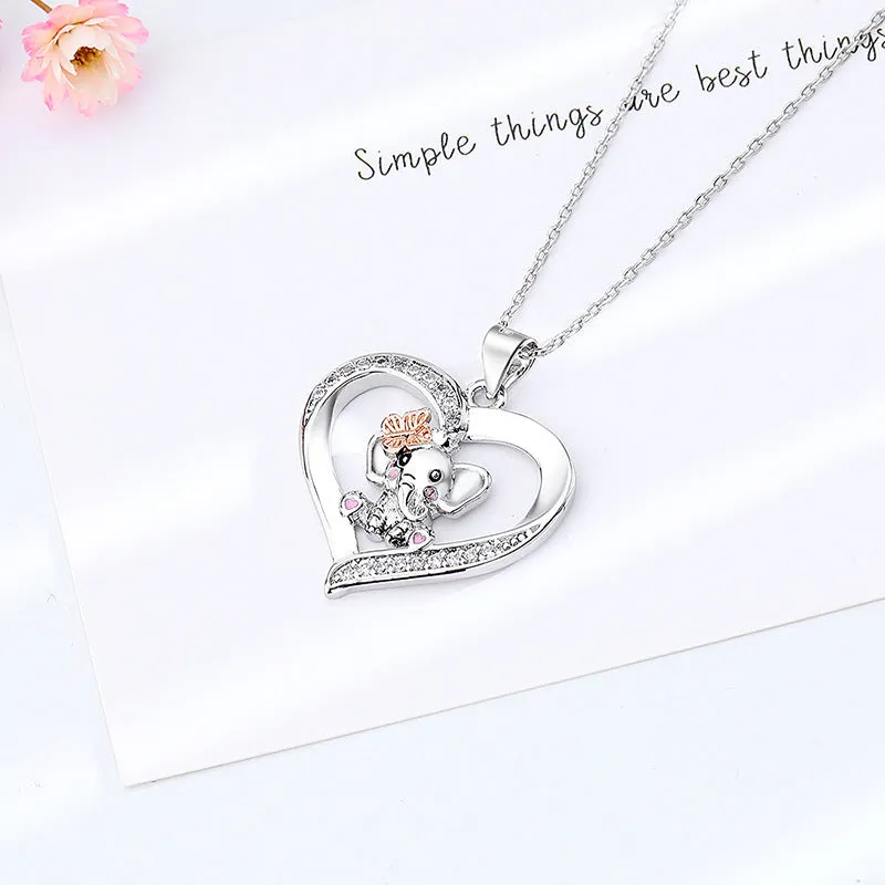 925 Sterling Silver Heart Love Butterfly Elephant Necklace for kids or girlfriend