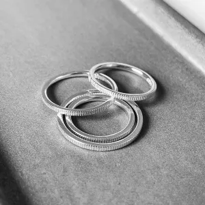 925 Sterling Silver Minimalist Gear Geometric Silver Electroplating Rings