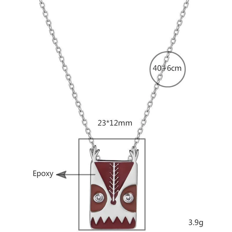 925 sterling silver Square Enamel Owl Necklace