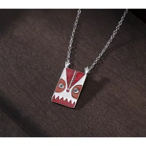 925 sterling silver Square Enamel Owl Necklace