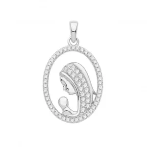 Acotis Silver Pendant Set Rhodium Zirconia Madona G61093