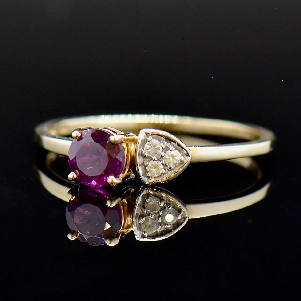 Almandine Garnet and Spinel Minimalist 9CT Yellow Gold Ring