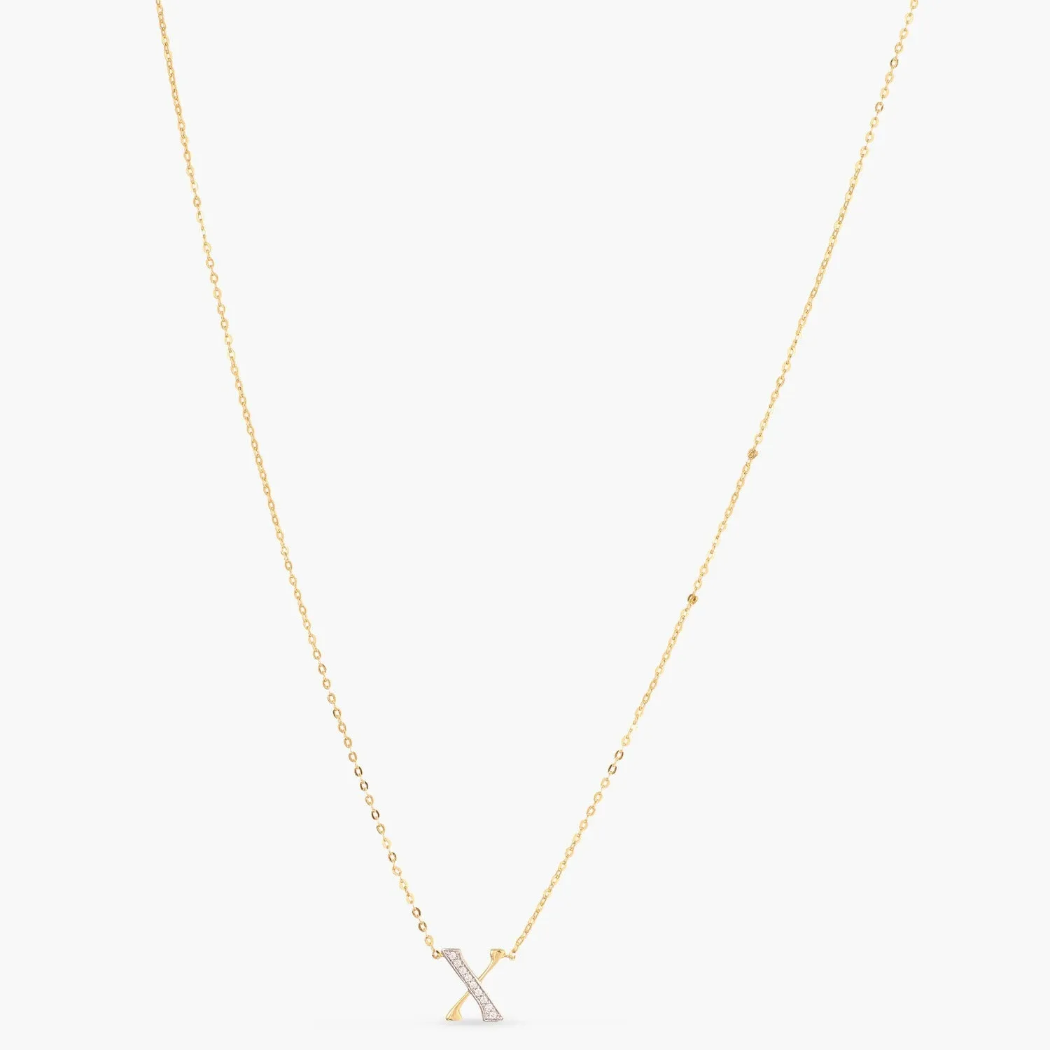 Alphabet A-Z Charms CZ Gold Plated Silver Necklace