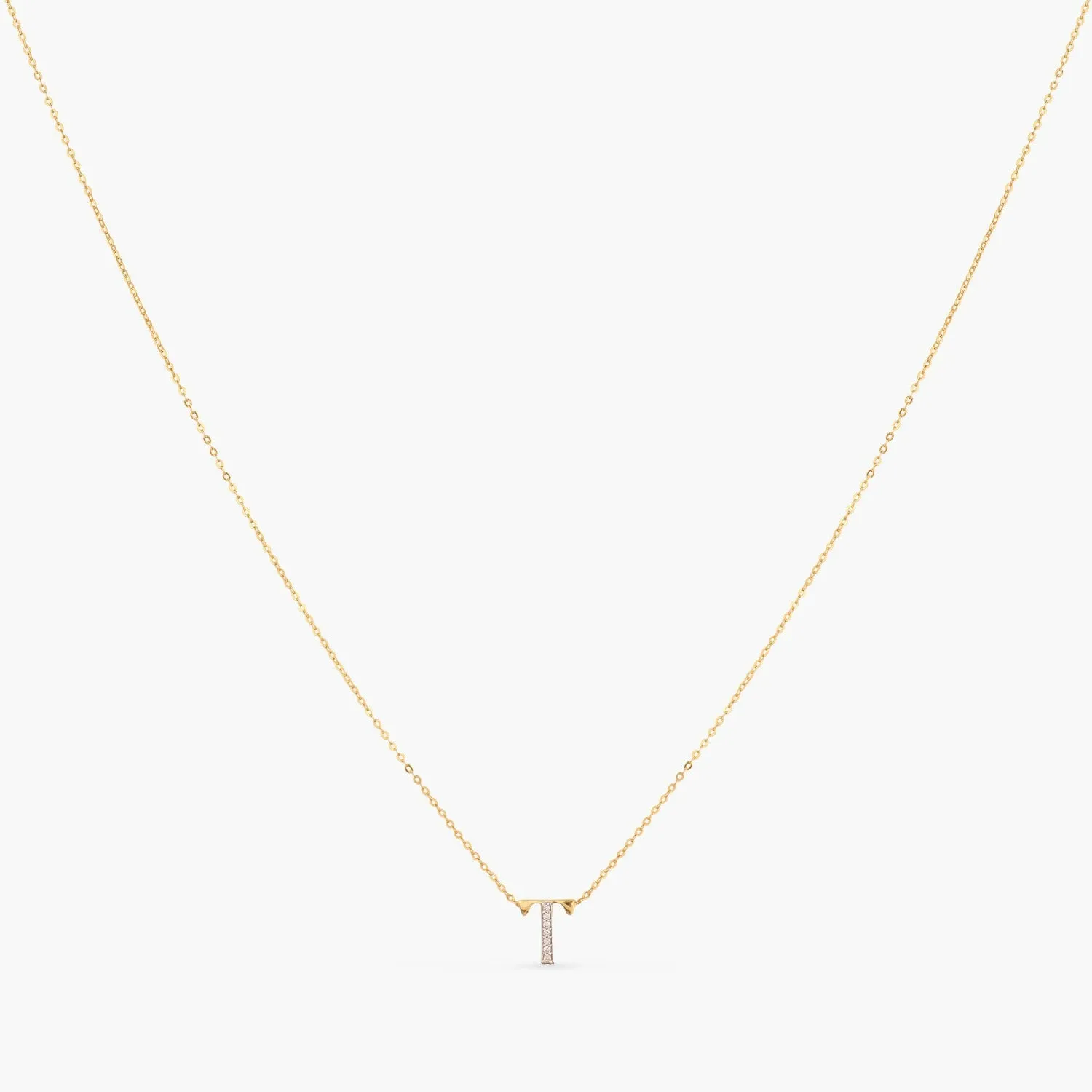 Alphabet A-Z Charms CZ Gold Plated Silver Necklace