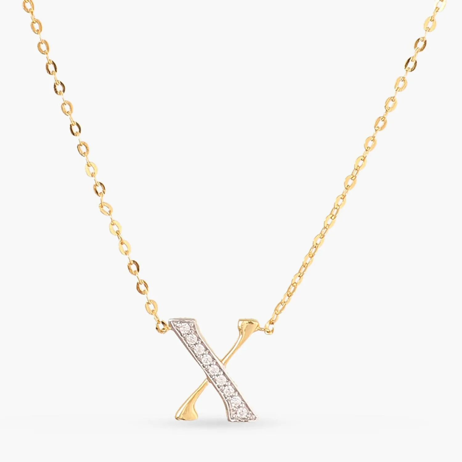 Alphabet A-Z Charms CZ Gold Plated Silver Necklace