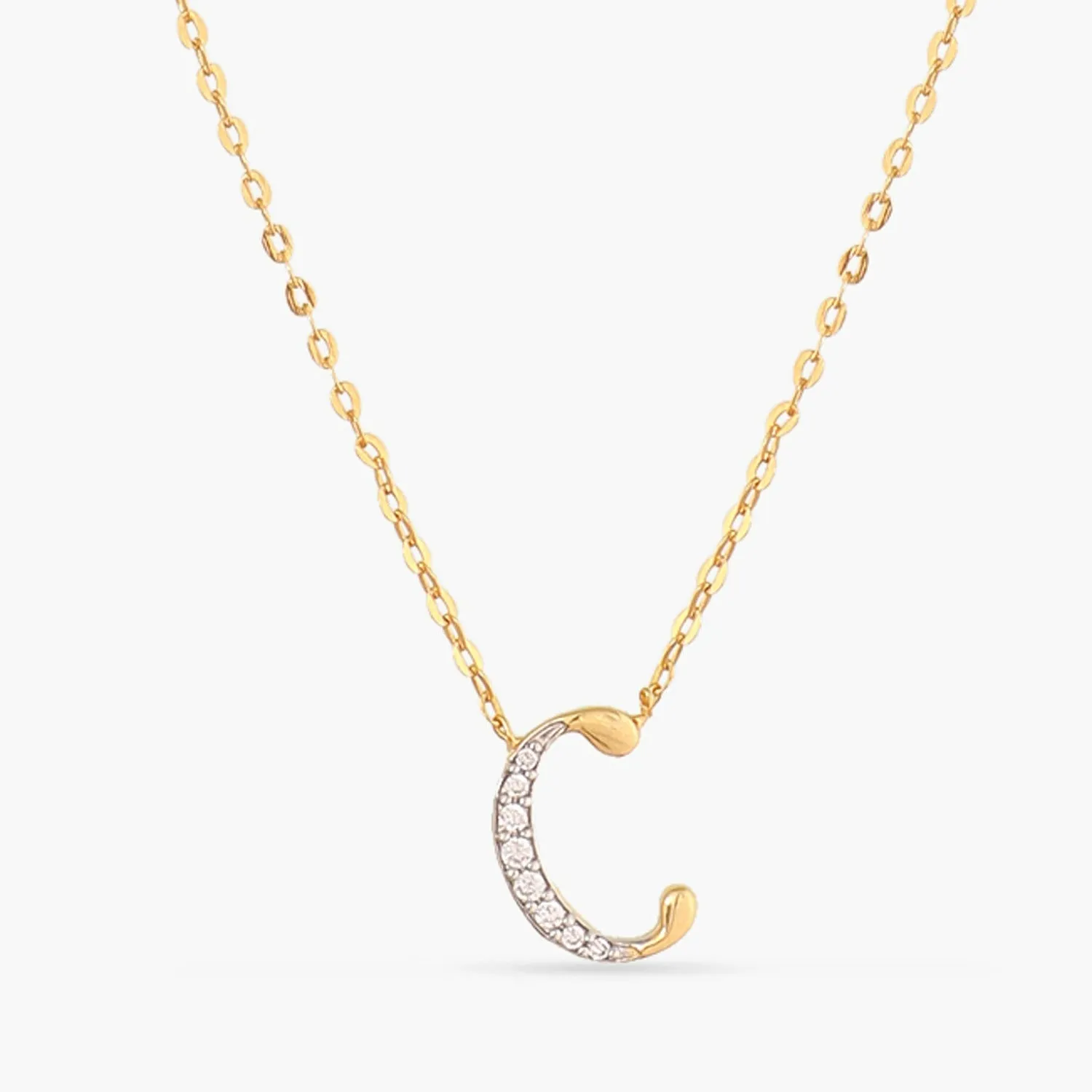 Alphabet A-Z Charms CZ Gold Plated Silver Necklace