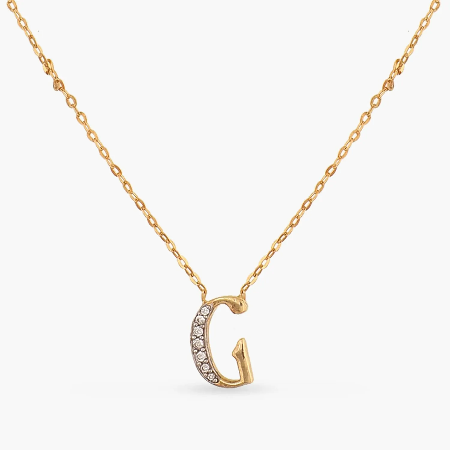 Alphabet A-Z Charms CZ Gold Plated Silver Necklace