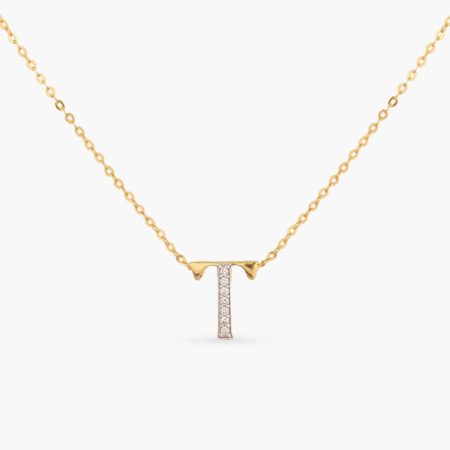 Alphabet A-Z Charms CZ Gold Plated Silver Necklace