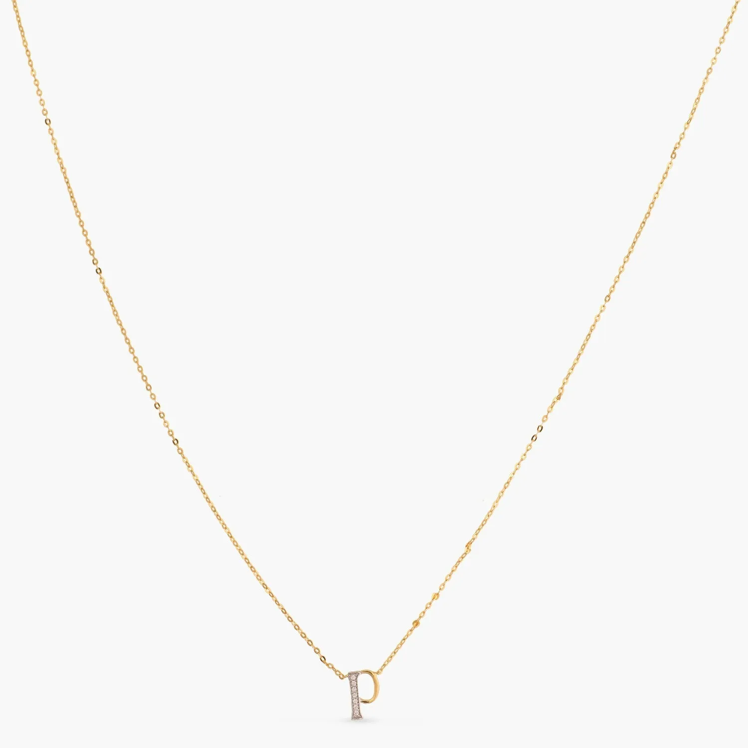 Alphabet A-Z Charms CZ Gold Plated Silver Necklace