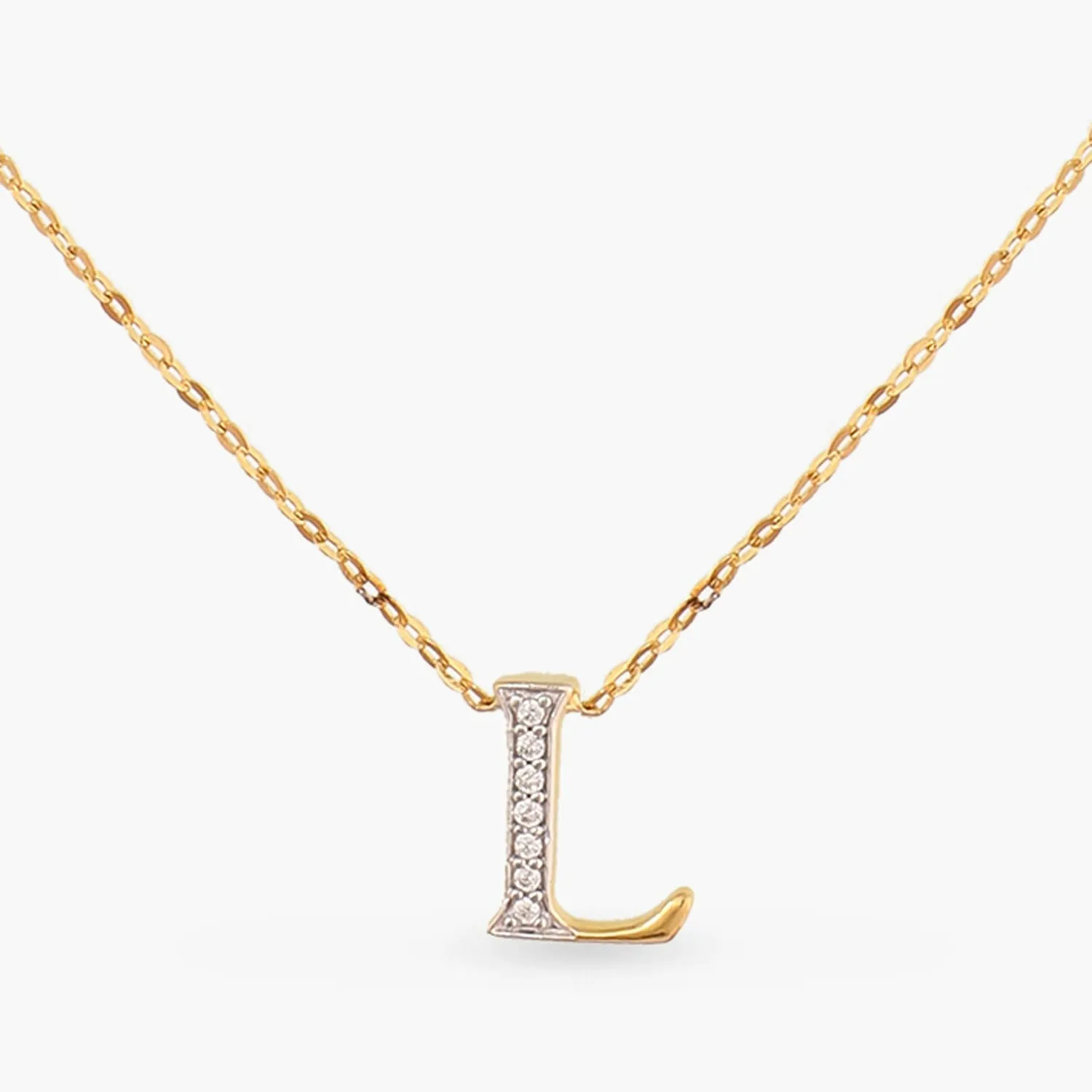 Alphabet A-Z Charms CZ Gold Plated Silver Necklace