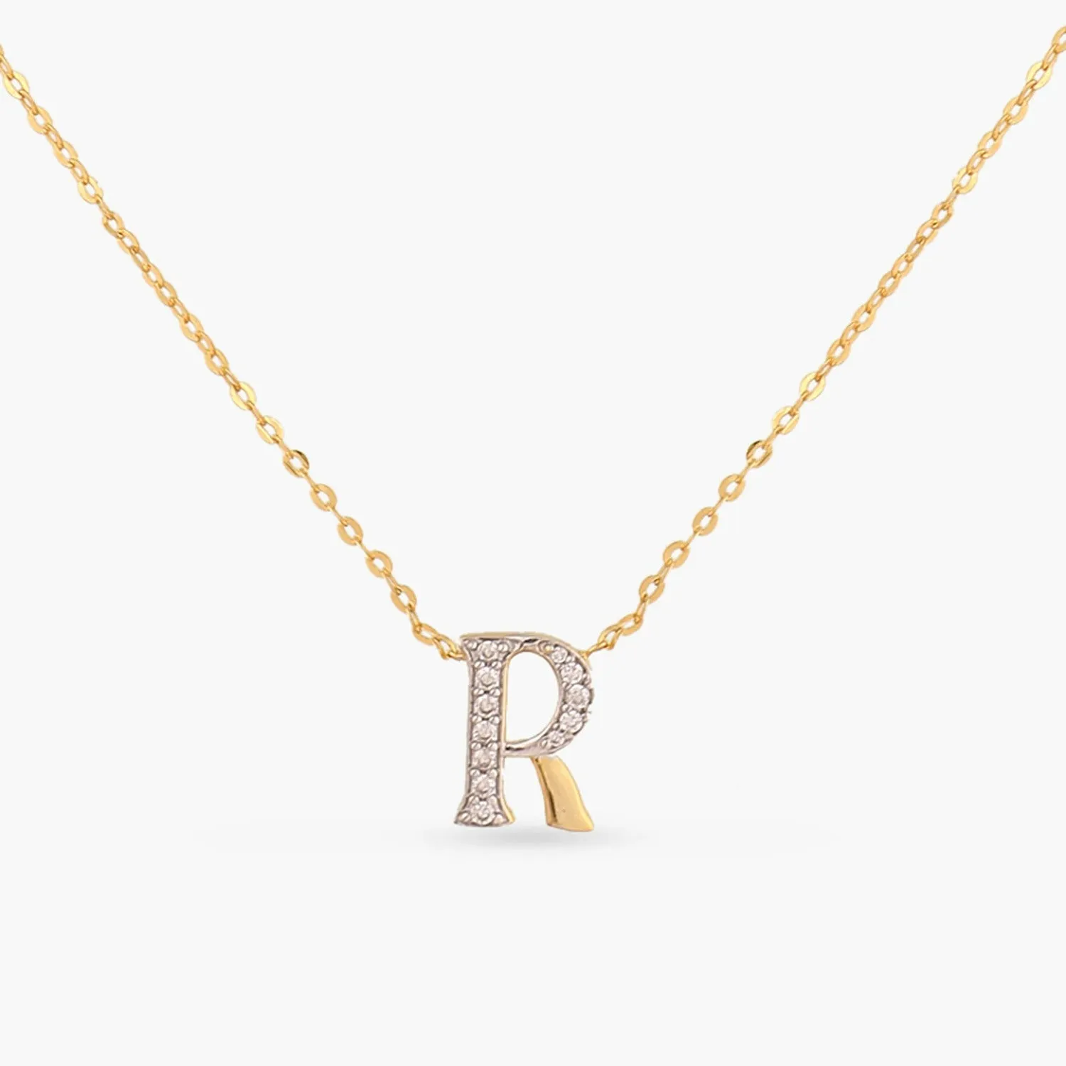 Alphabet A-Z Charms CZ Gold Plated Silver Necklace