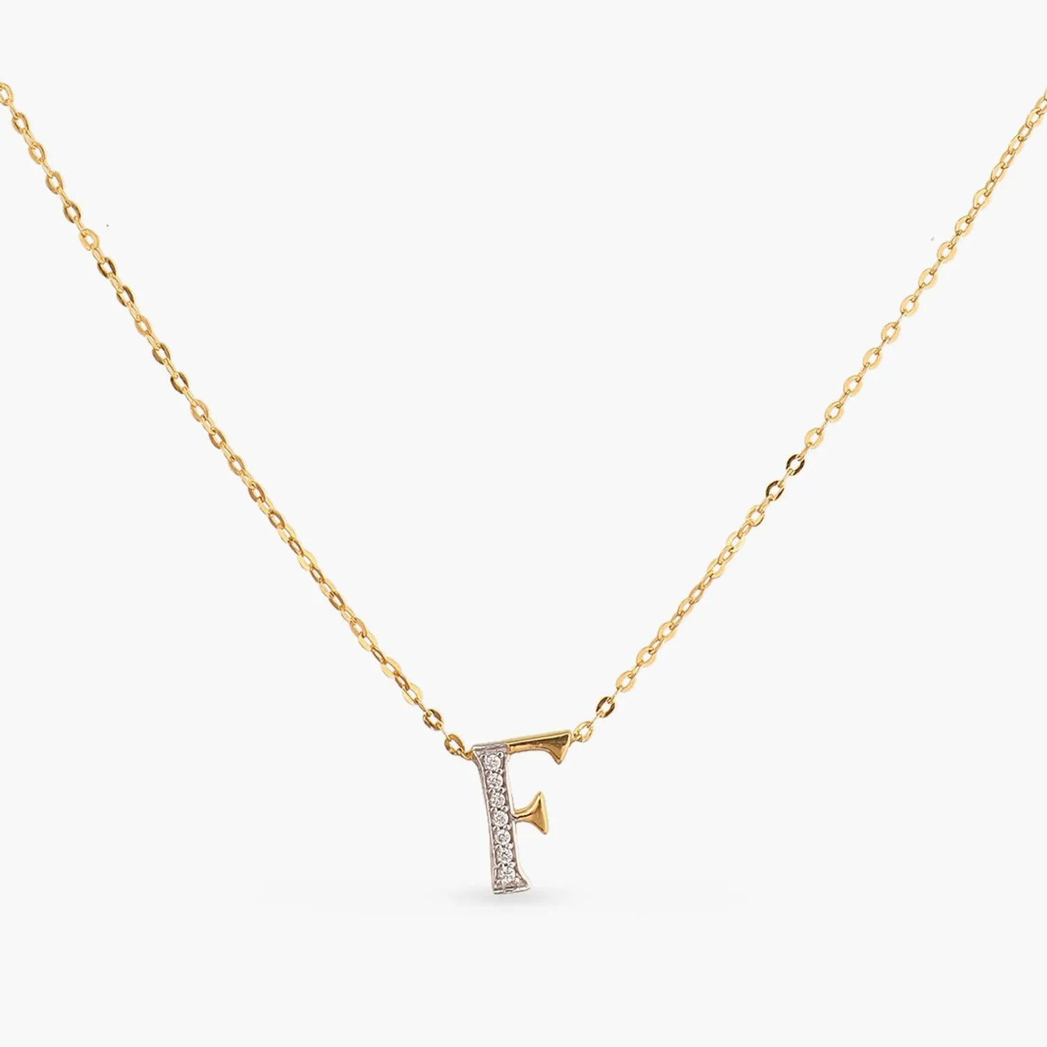 Alphabet A-Z Charms CZ Gold Plated Silver Necklace