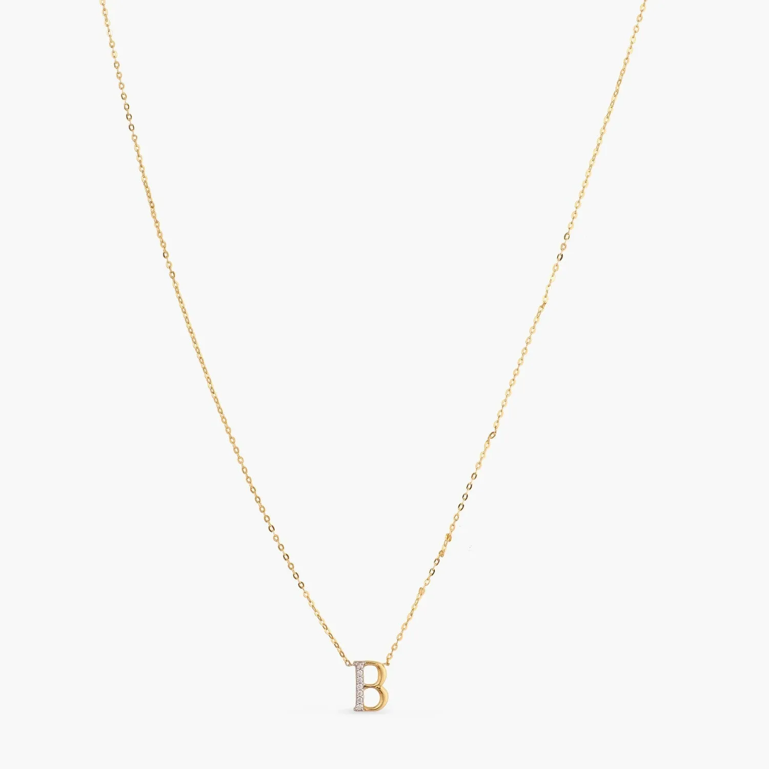 Alphabet A-Z Charms CZ Gold Plated Silver Necklace