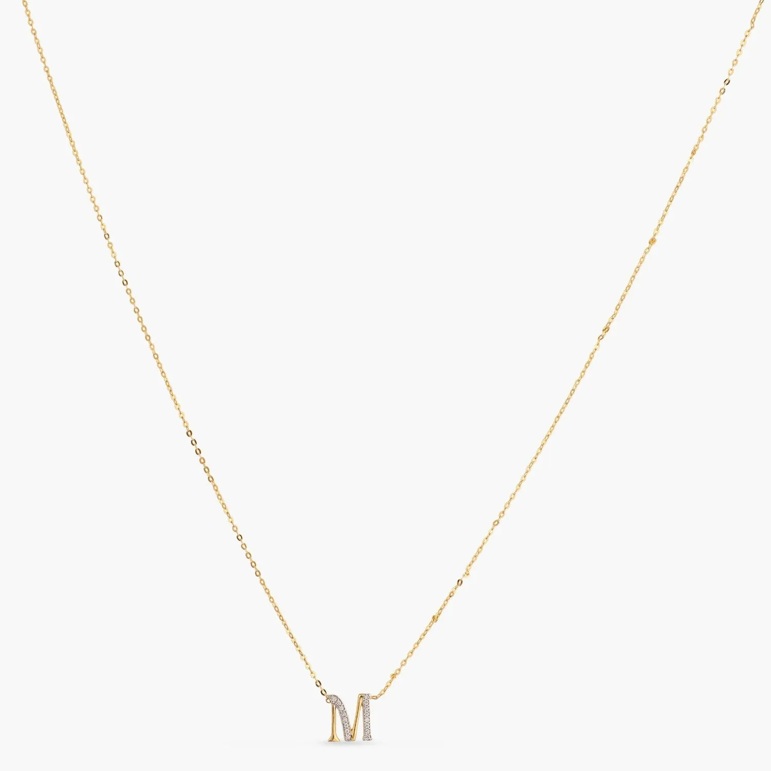 Alphabet A-Z Charms CZ Gold Plated Silver Necklace