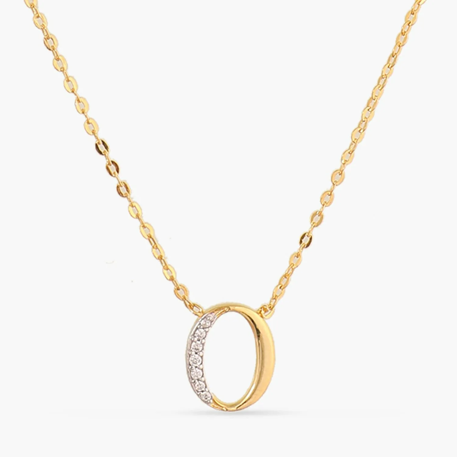 Alphabet A-Z Charms CZ Gold Plated Silver Necklace