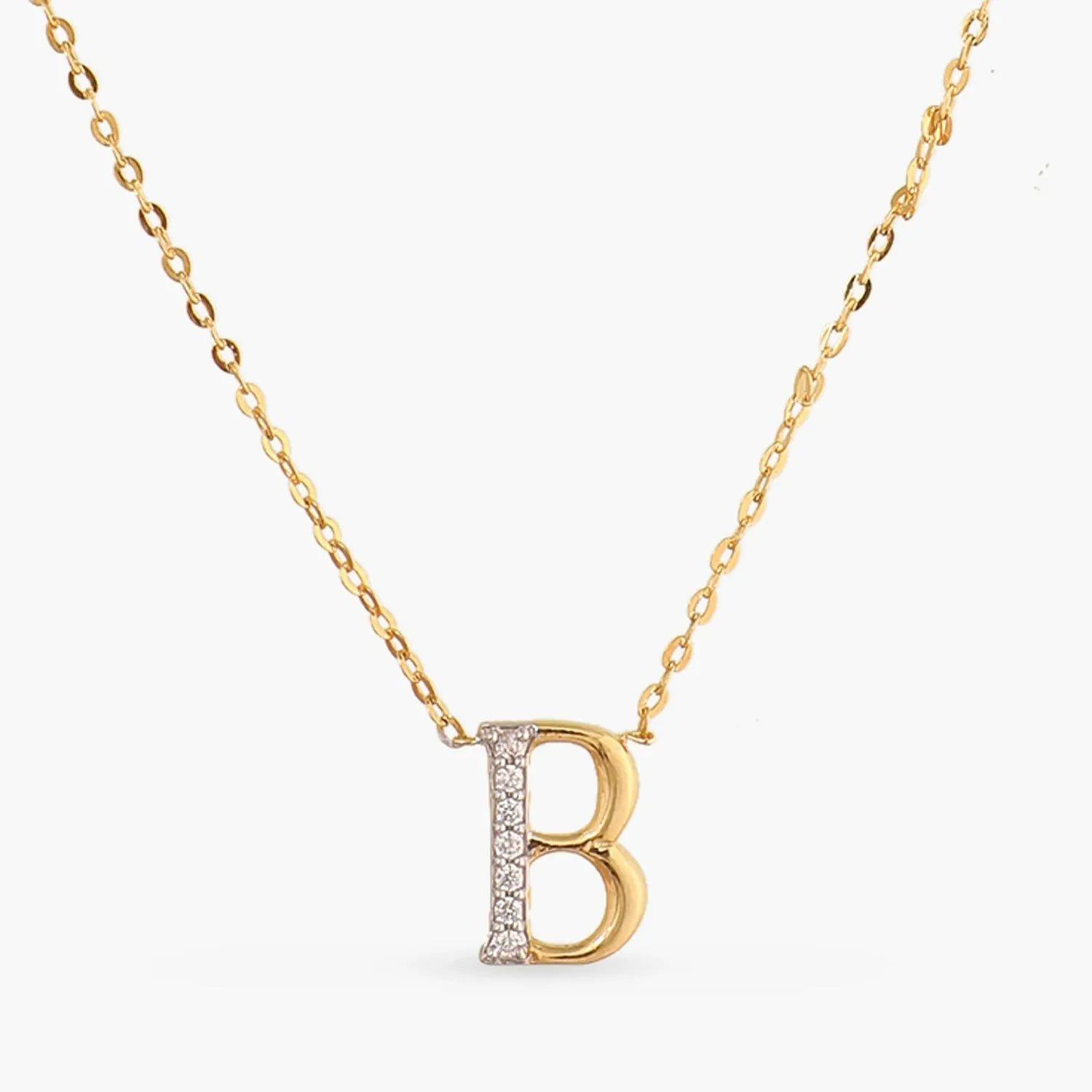 Alphabet A-Z Charms CZ Gold Plated Silver Necklace