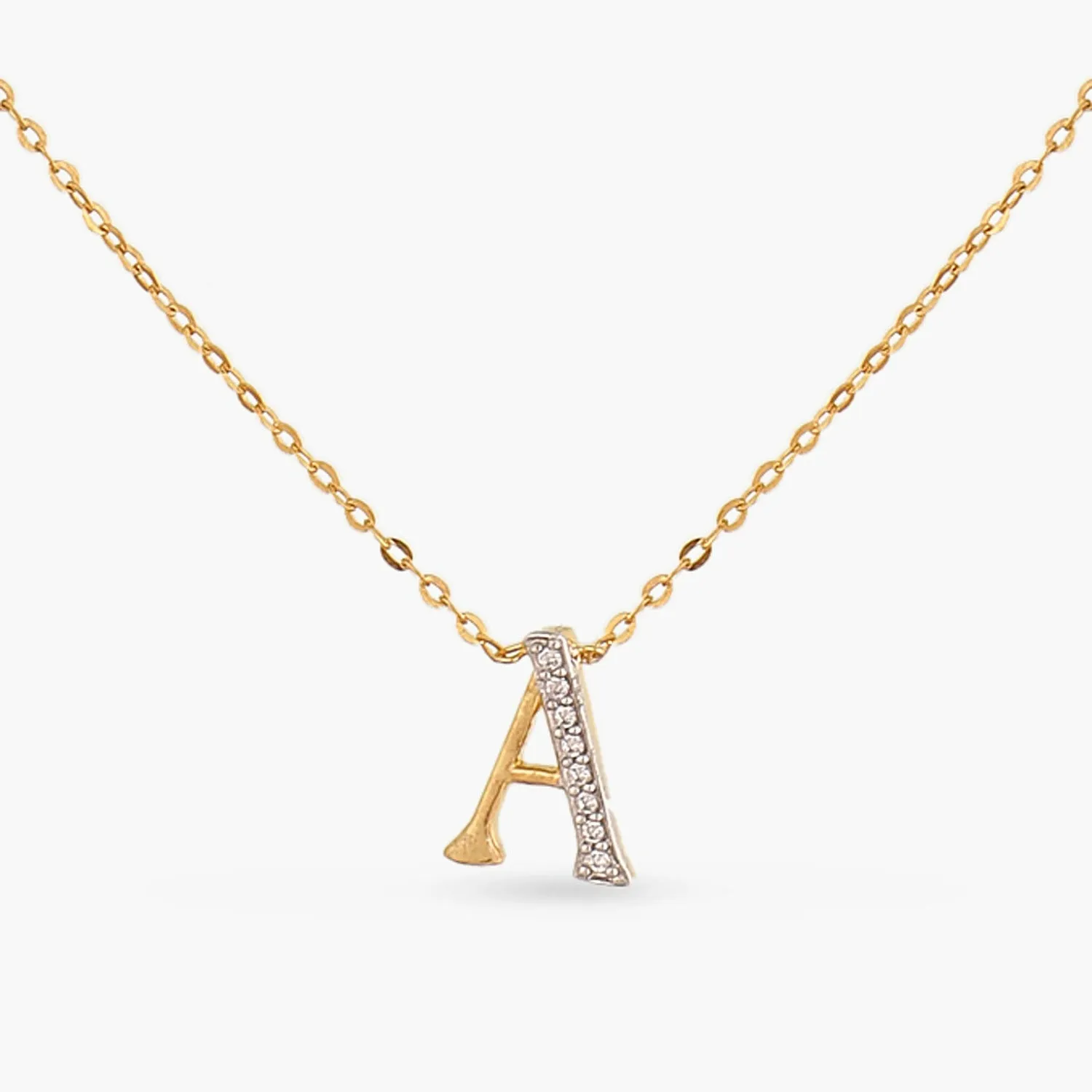 Alphabet A-Z Charms CZ Gold Plated Silver Necklace