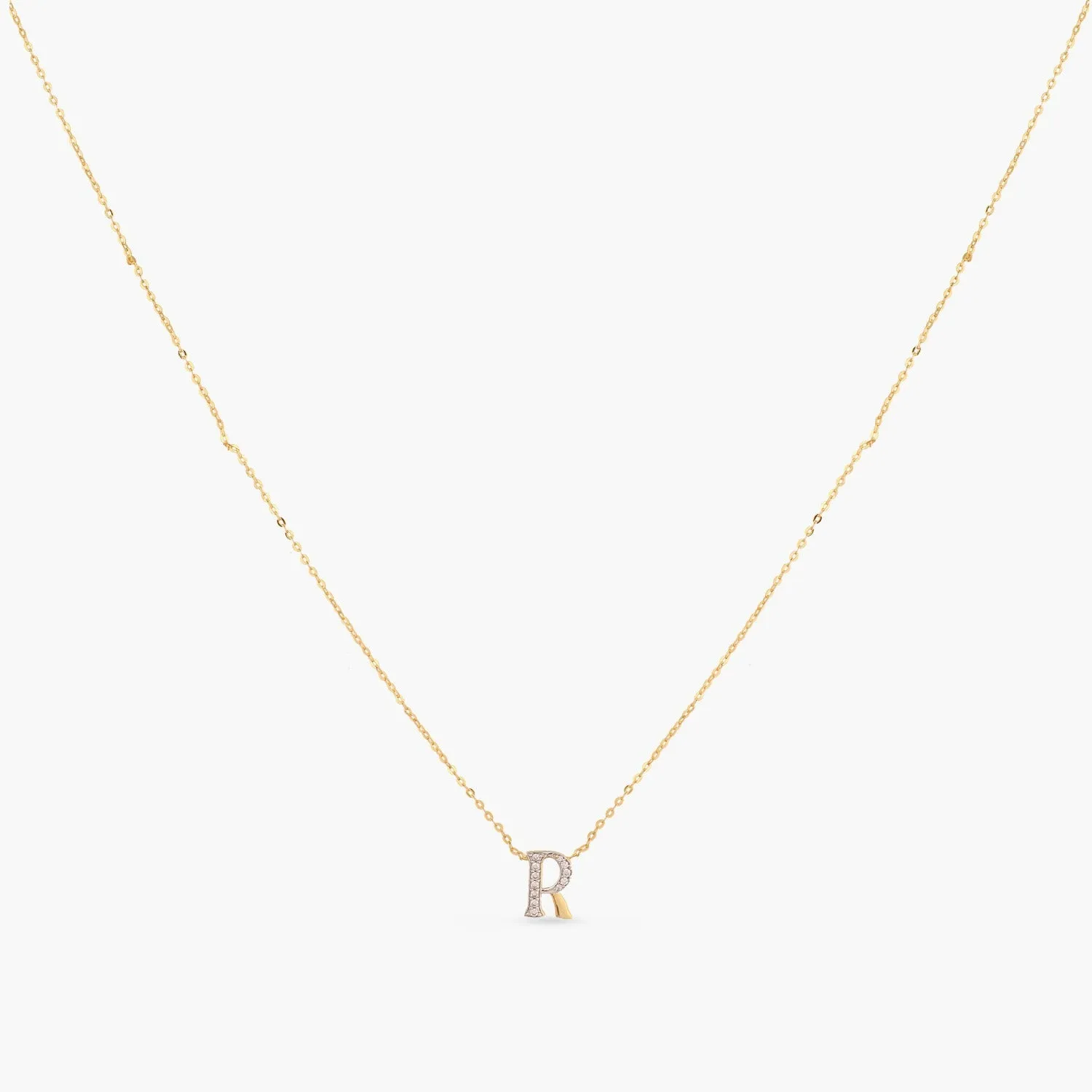 Alphabet A-Z Charms CZ Gold Plated Silver Necklace