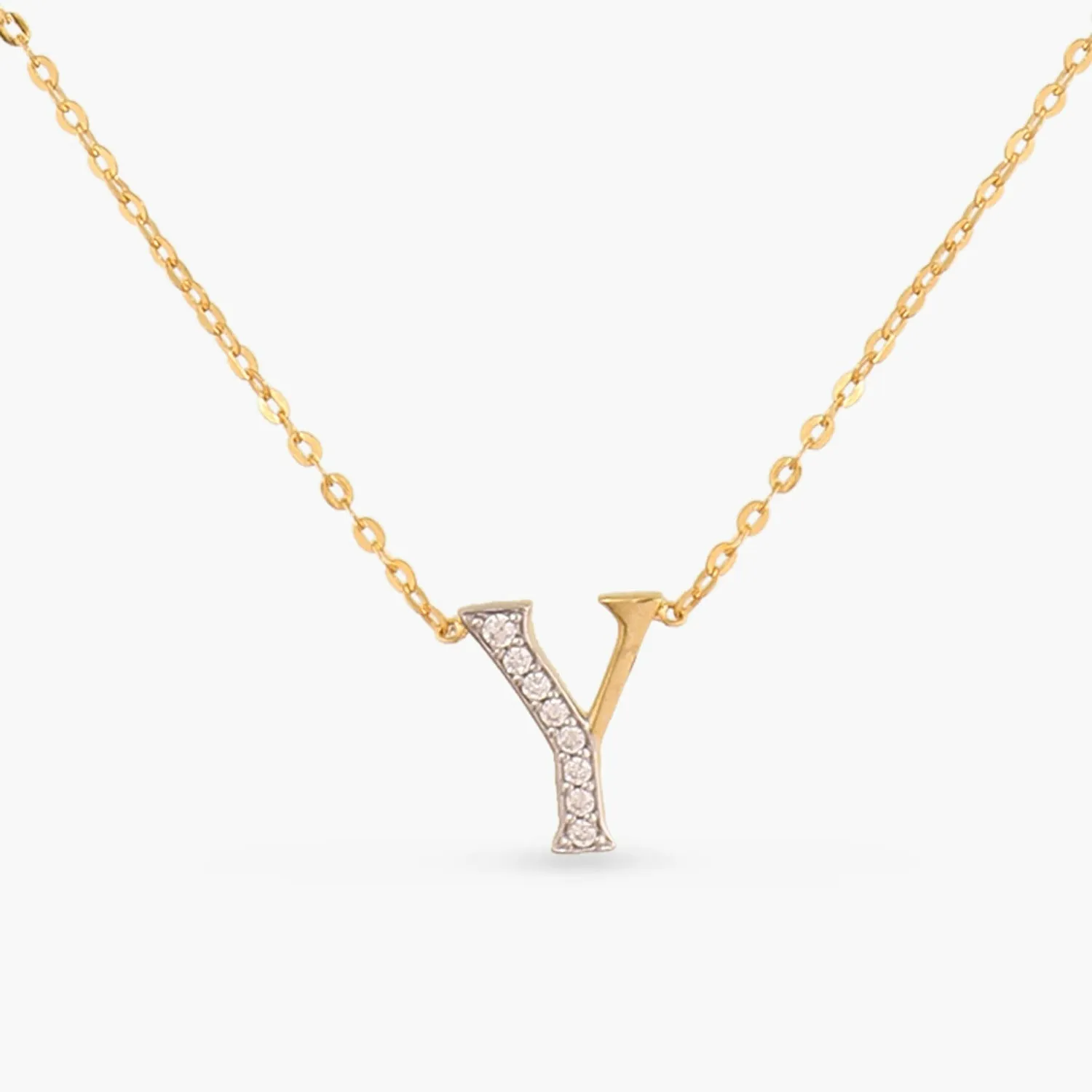 Alphabet A-Z Charms CZ Gold Plated Silver Necklace