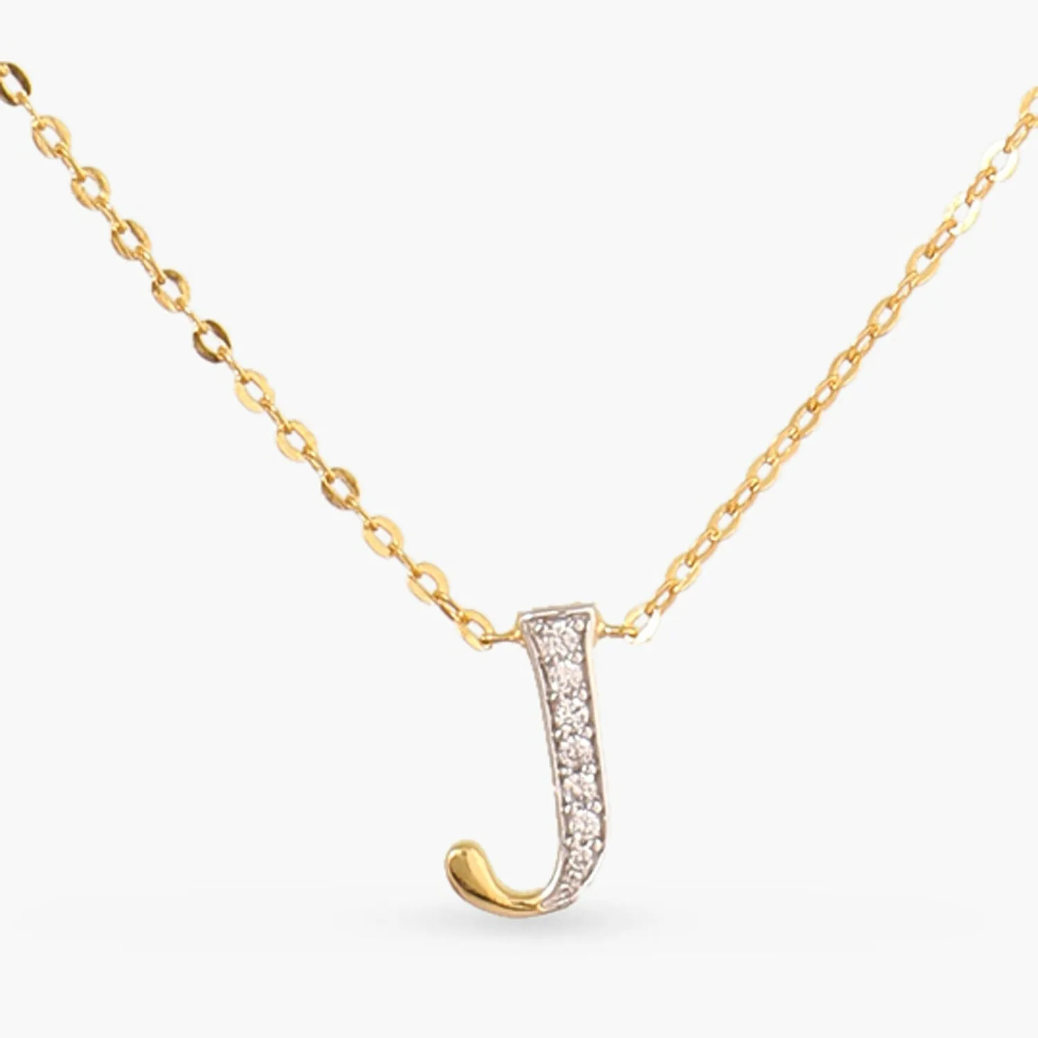 Alphabet A-Z Charms CZ Gold Plated Silver Necklace