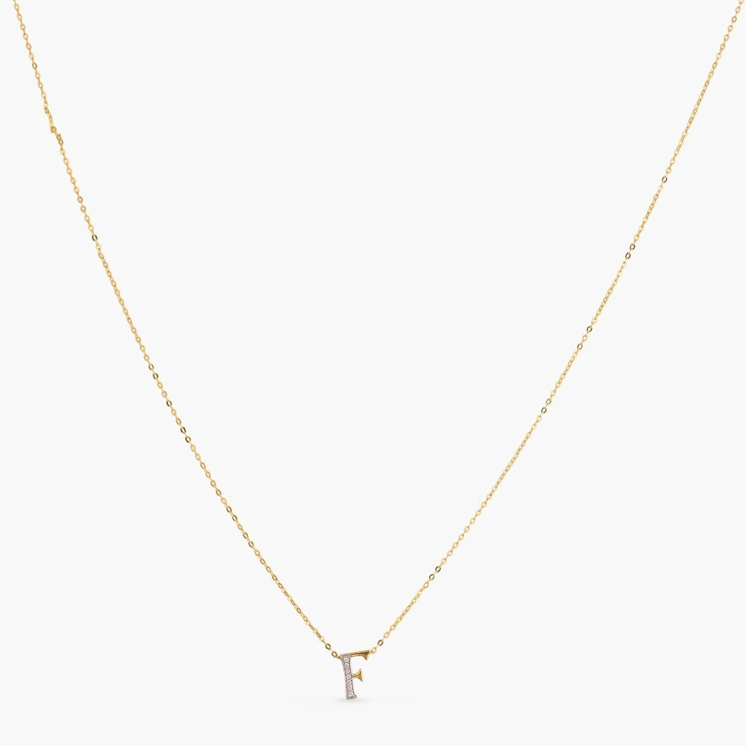 Alphabet A-Z Charms CZ Gold Plated Silver Necklace