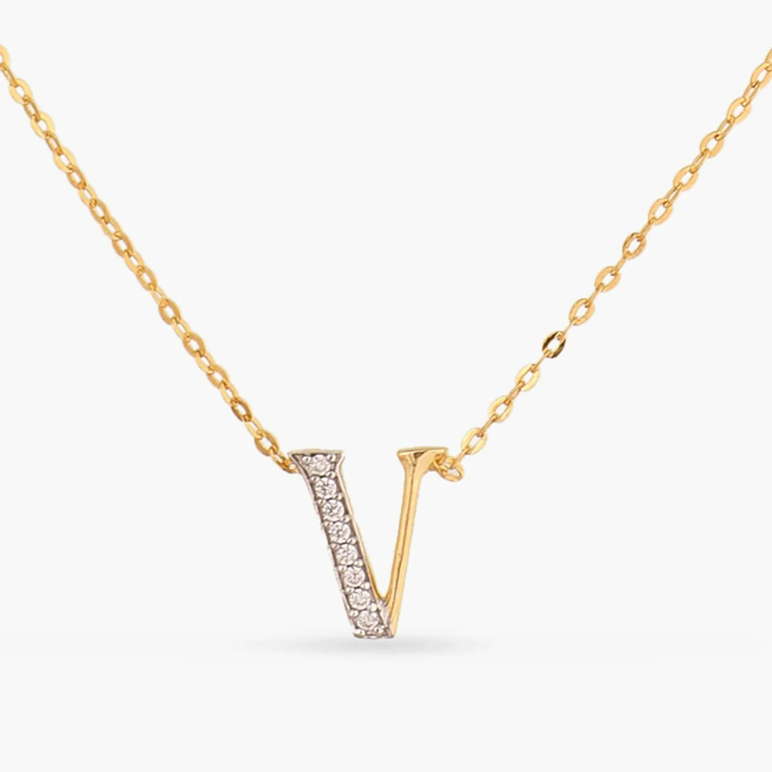 Alphabet A-Z Charms CZ Gold Plated Silver Necklace