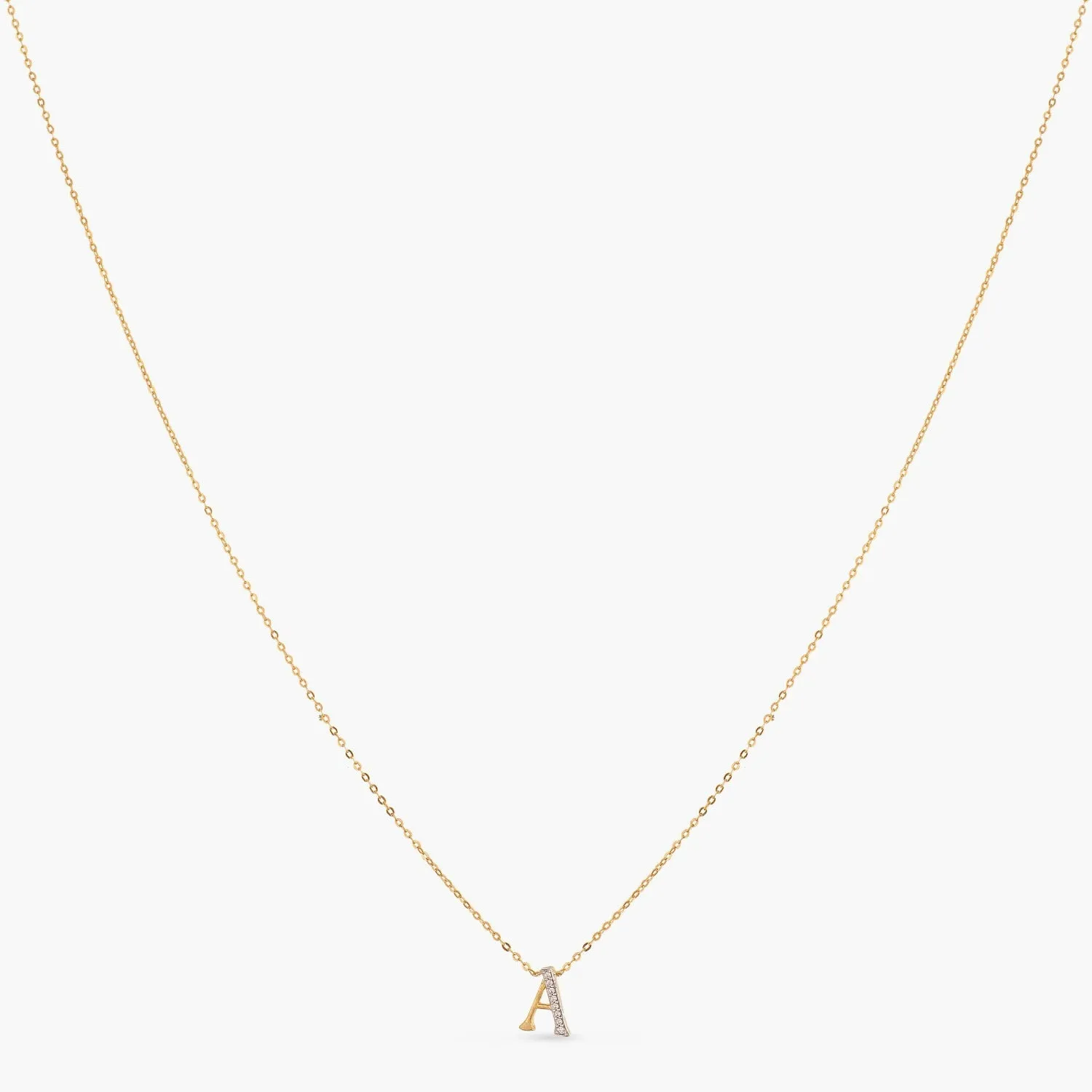 Alphabet A-Z Charms CZ Gold Plated Silver Necklace