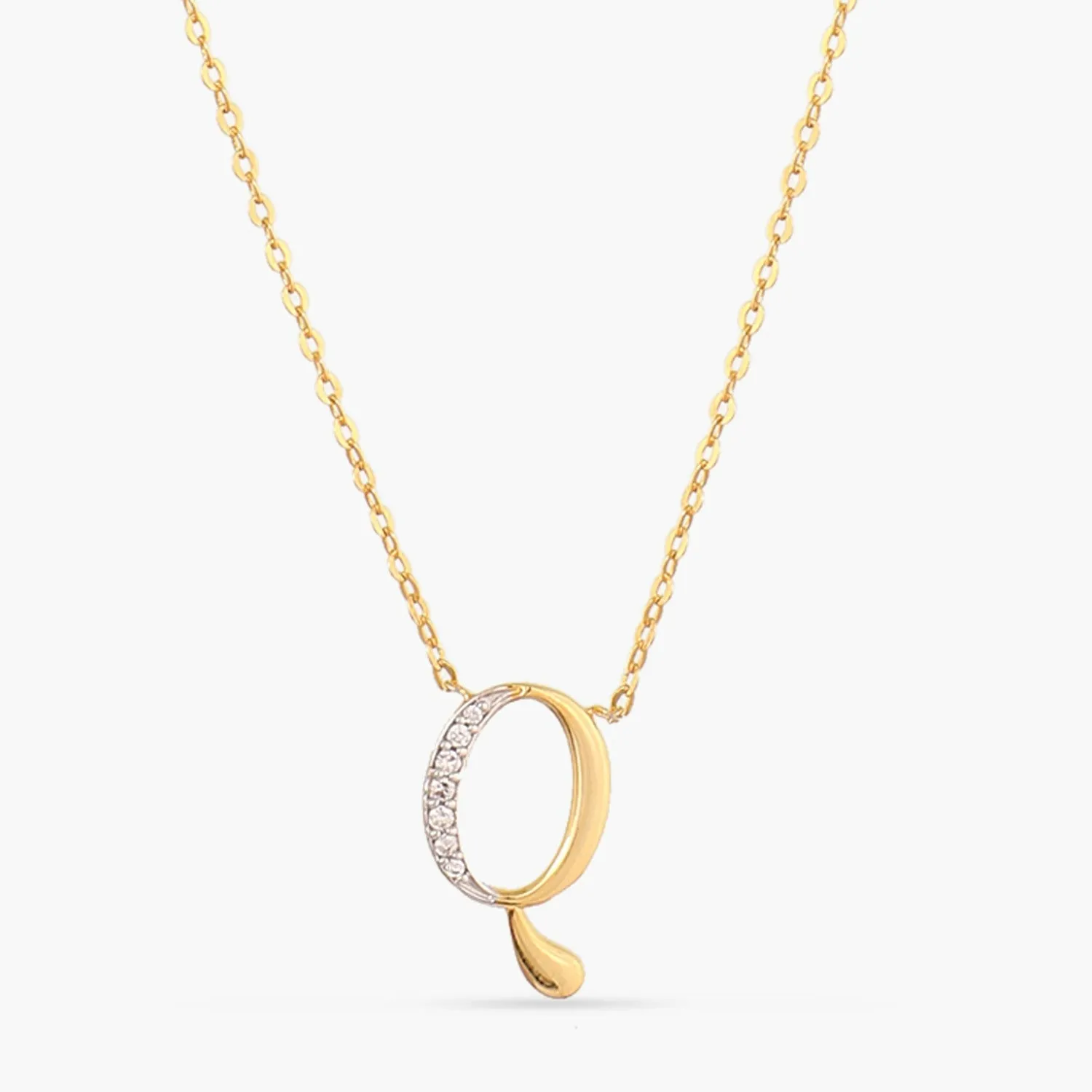 Alphabet A-Z Charms CZ Gold Plated Silver Necklace