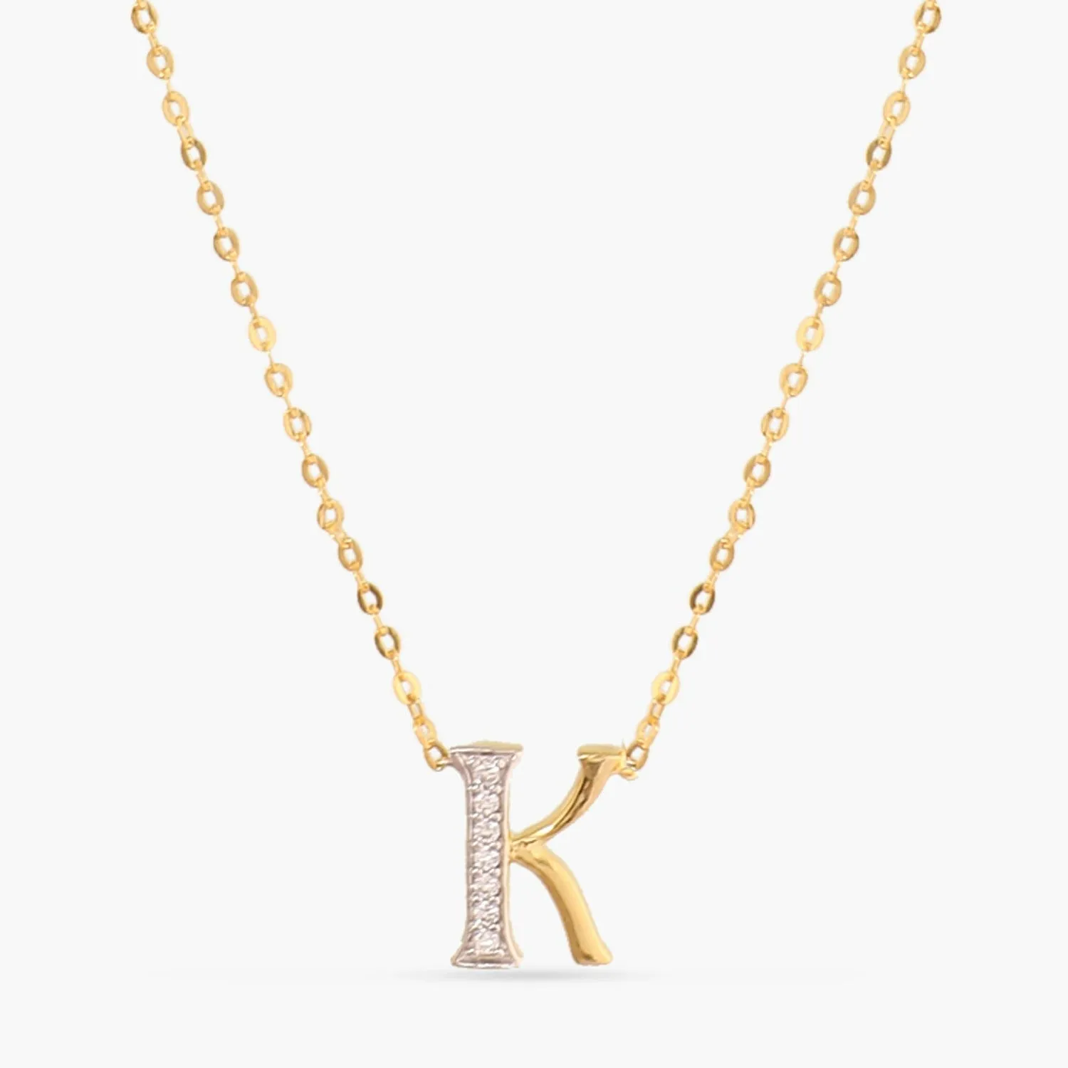 Alphabet A-Z Charms CZ Gold Plated Silver Necklace