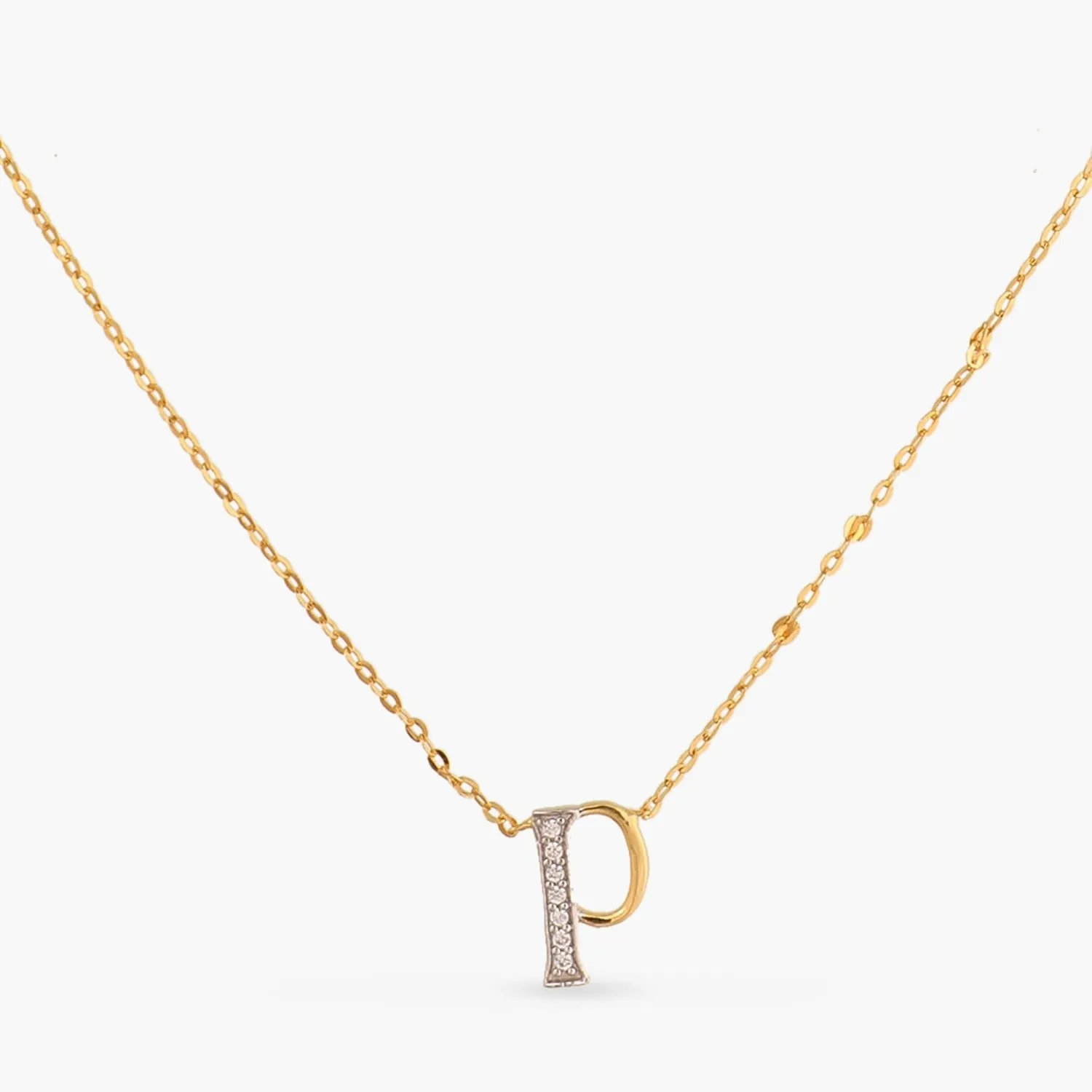 Alphabet A-Z Charms CZ Gold Plated Silver Necklace