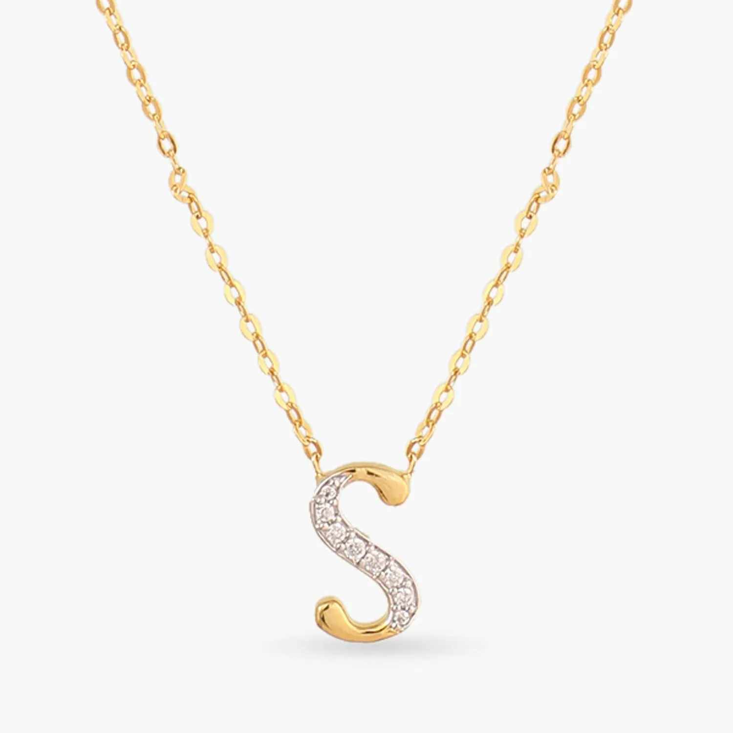 Alphabet A-Z Charms CZ Gold Plated Silver Necklace