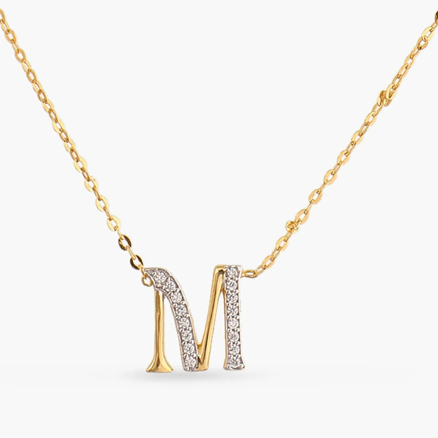 Alphabet A-Z Charms CZ Gold Plated Silver Necklace