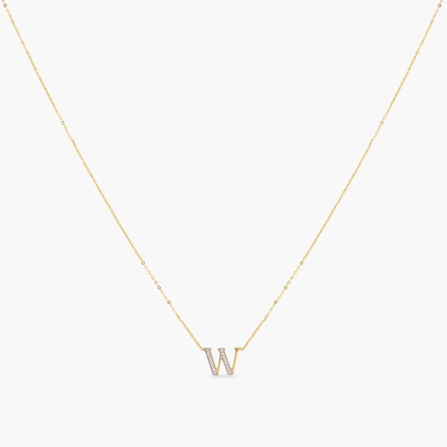 Alphabet A-Z Charms CZ Gold Plated Silver Necklace