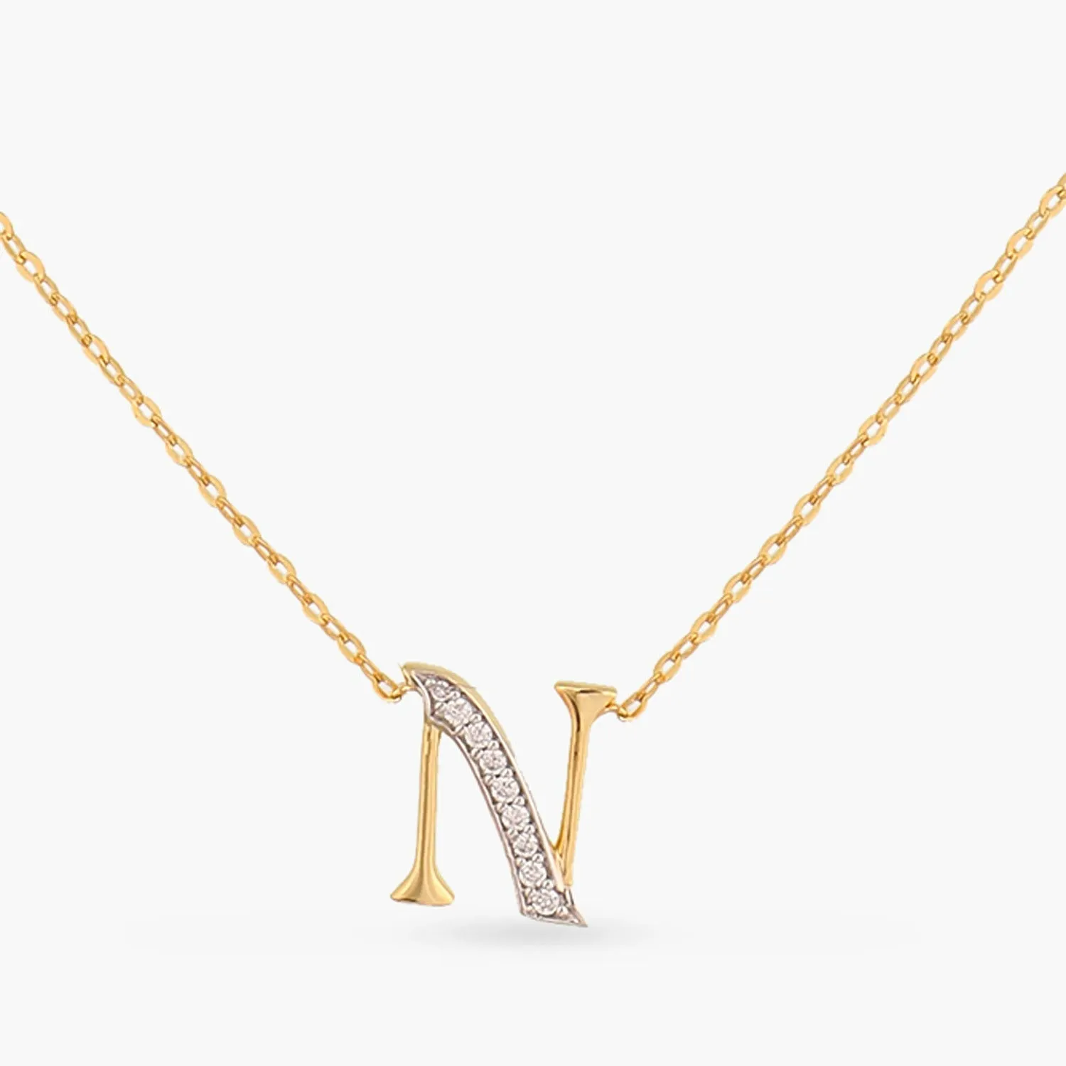 Alphabet A-Z Charms CZ Gold Plated Silver Necklace