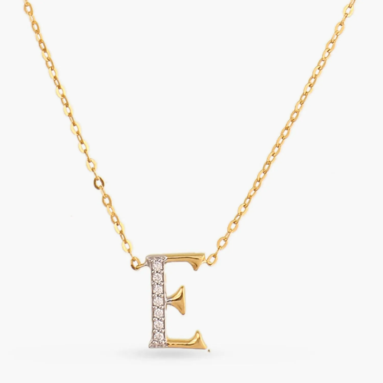 Alphabet A-Z Charms CZ Gold Plated Silver Necklace