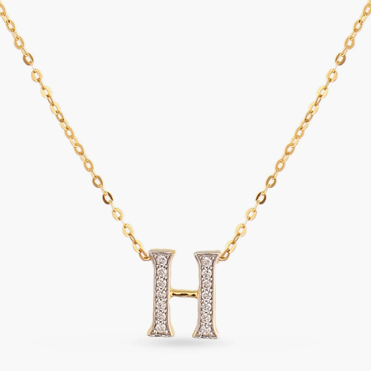 Alphabet A-Z Charms CZ Gold Plated Silver Necklace