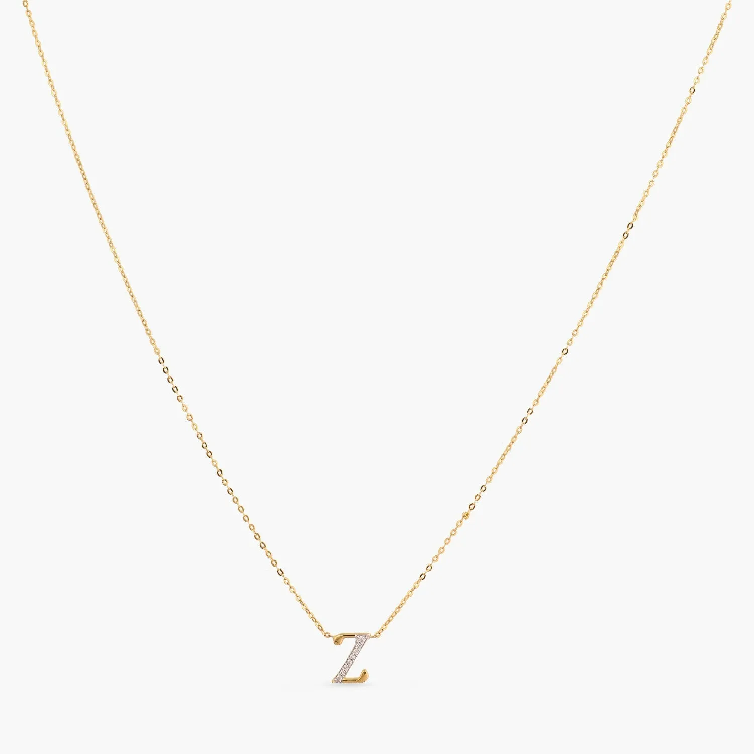 Alphabet A-Z Charms CZ Gold Plated Silver Necklace