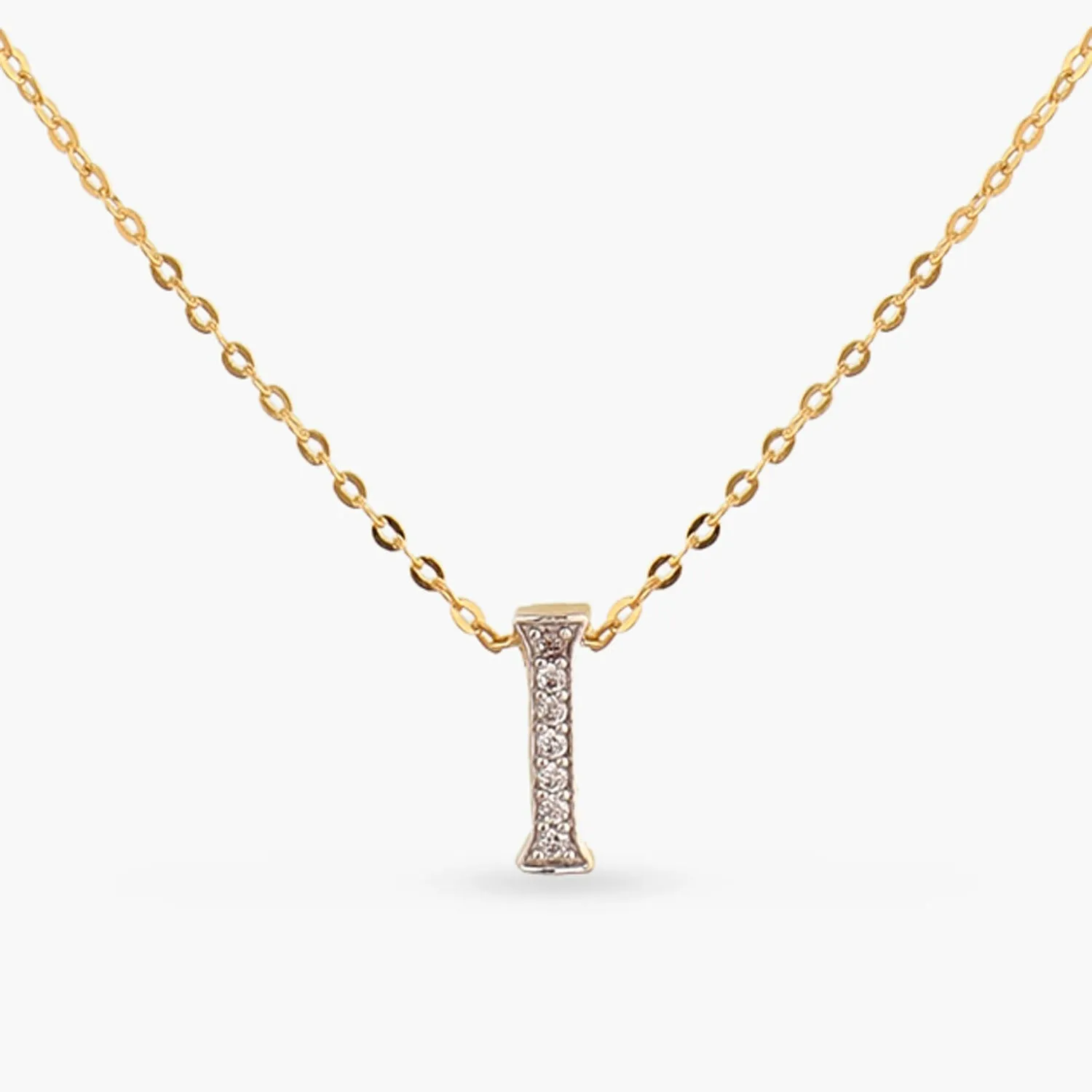 Alphabet A-Z Charms CZ Gold Plated Silver Necklace