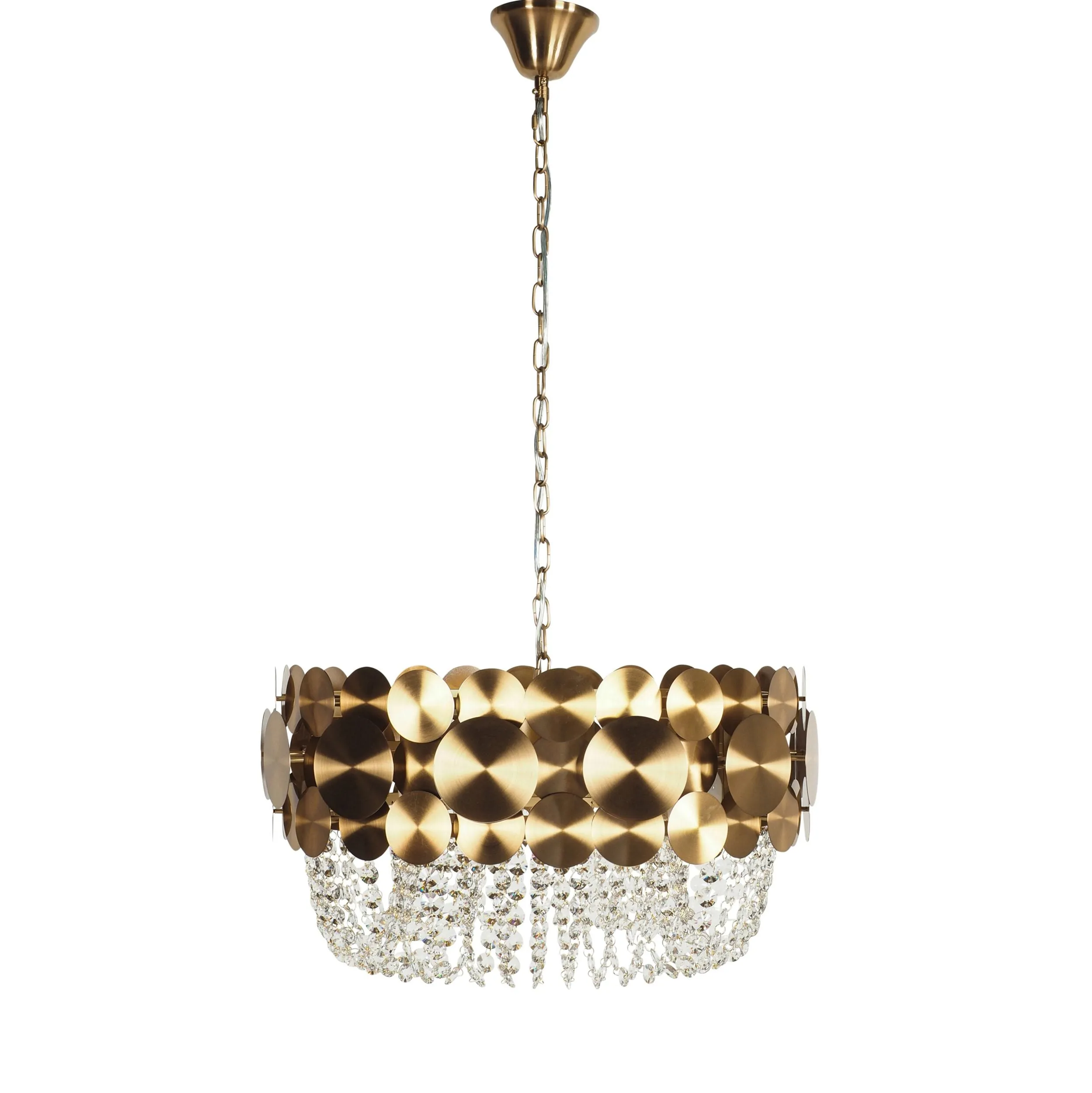 Ambrosia Satin Brass 6 Light Crystal Glass Chandelier