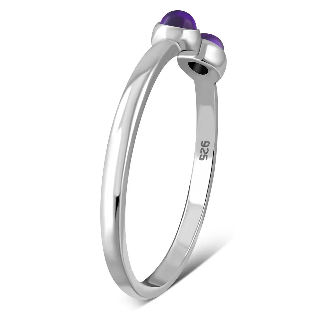 Amethyst Stone Sterling Silver Open Ring