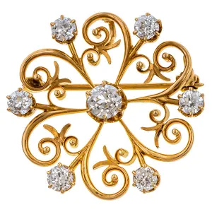 Antique Diamond Pinwheel Brooch