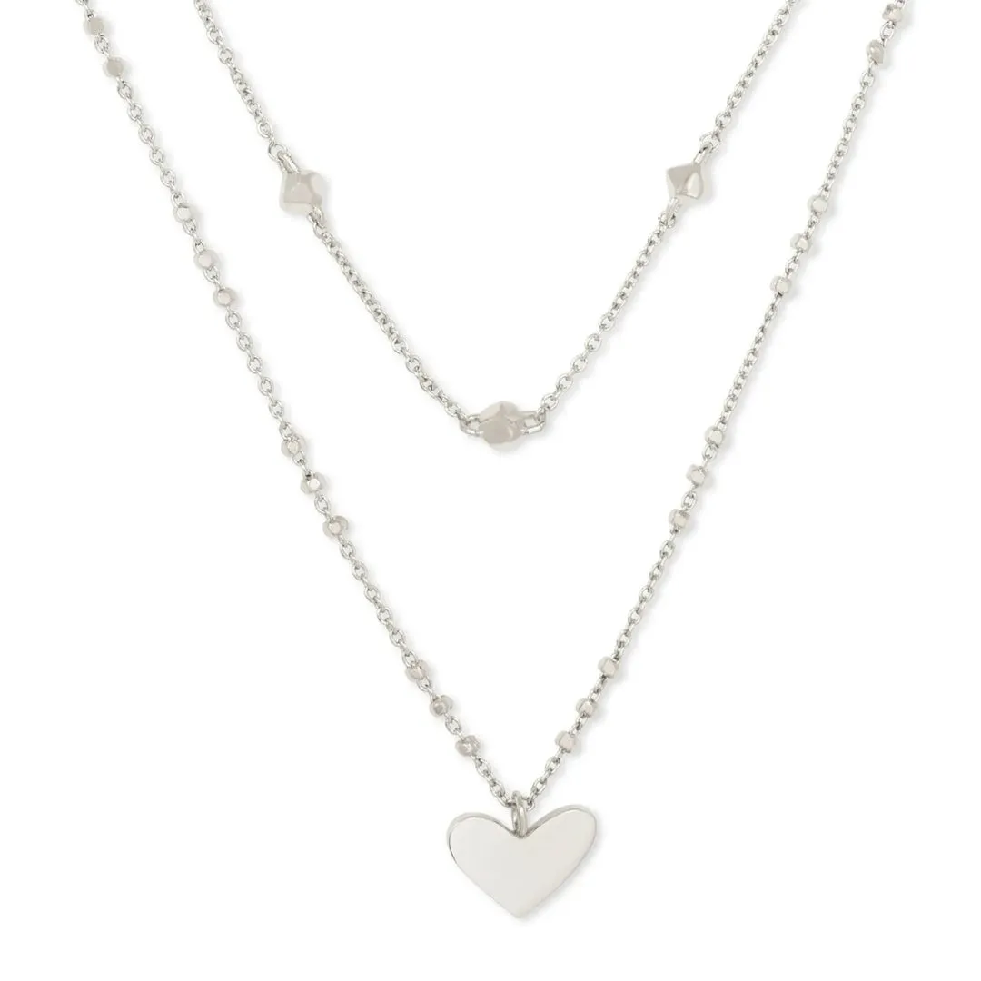 Ari Heart Silver Multi Strand Necklace by Kendra Scott